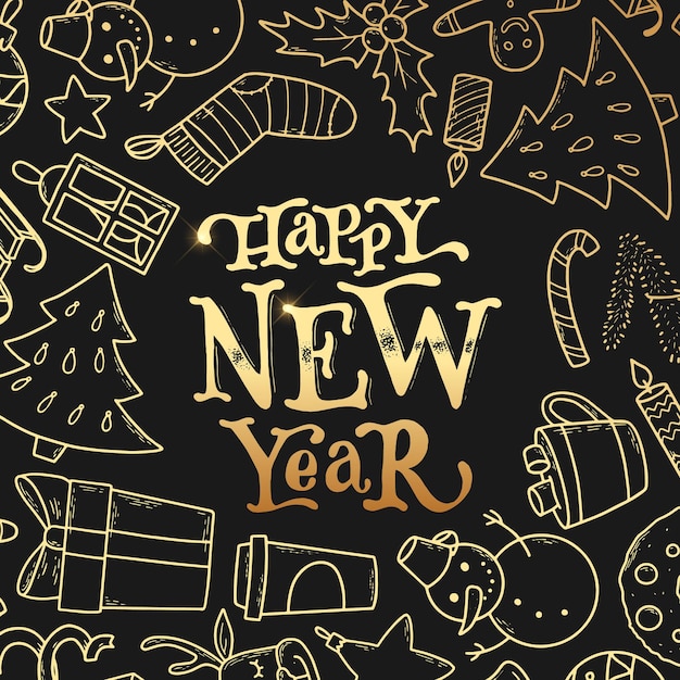 Vector happy new year card poster invitation