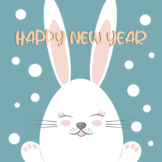 Happy new year card with cute bunny