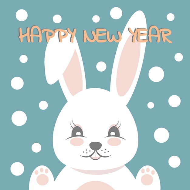 Happy new year card with cute bunny