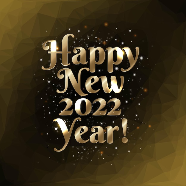 Happy New Year Card With Golden Text With Gradient Mesh, Vector Illustration