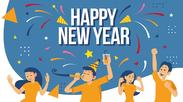 新年快樂慶祝海報設計概念