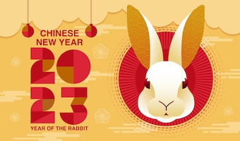 Happy new year, chinese new year 2023 , year of the rabbit , chinese traditional.