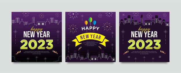 happy new year city background banner greeting celebration