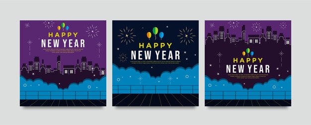 happy new year city background banner greeting celebration