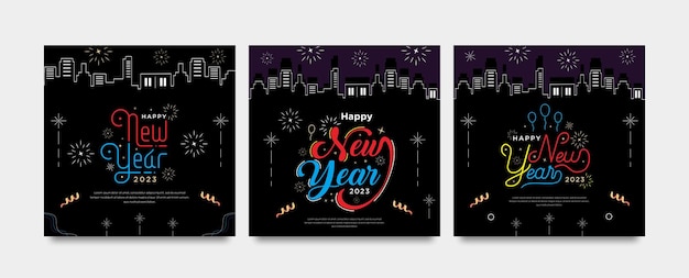 happy new year city background banner greeting celebration