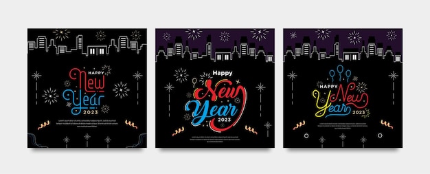 Vector happy new year city background banner greeting celebration