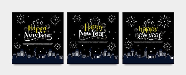 Happy new year City background banner greeting celebration