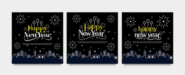 happy new year city background banner greeting celebration