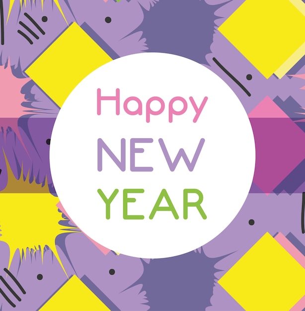 Happy new year over color backgroun design vector illustration