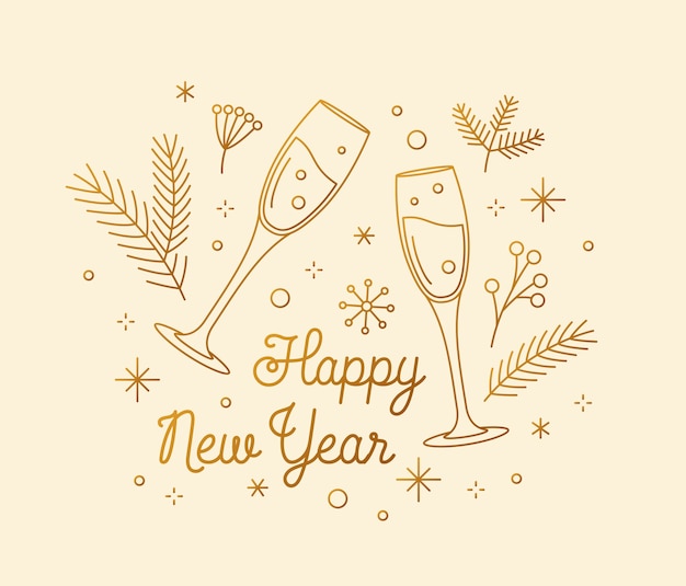 Happy new year congratulation greeting card concept