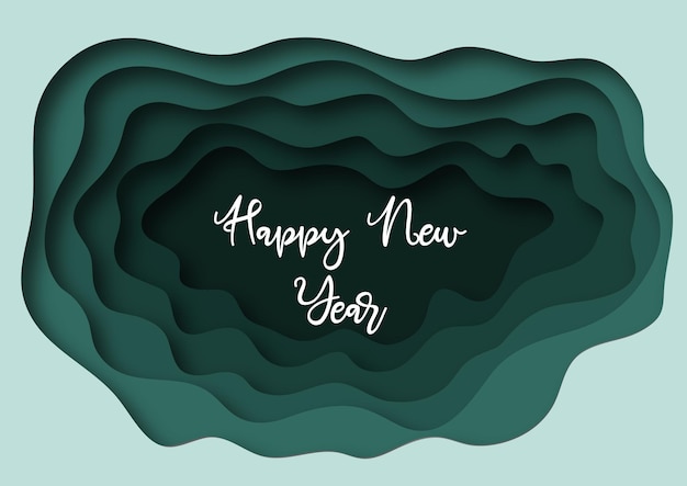 Happy new year cut out paper template design