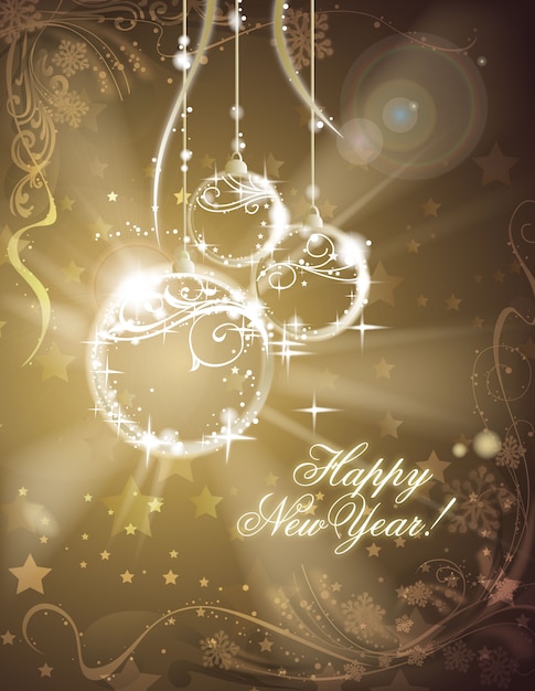 Vector happy new year decorative ornaments illustration