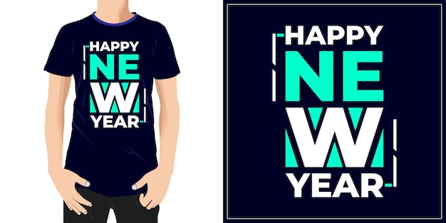 Happy New Year Design ready for mug tshirt label or printing Premium Vector