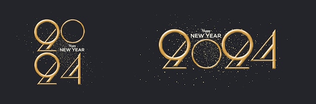 Vector happy new year design thin numbers gold design to commemorate the new year 2024