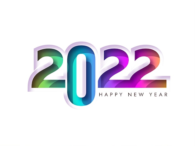 Happy new year design with colorful papercut text and in white background