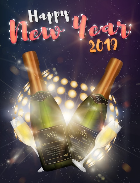 Happy new year disco poster