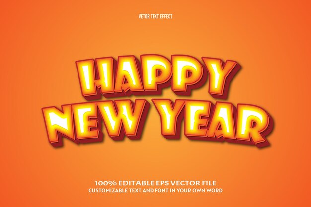 Happy new year editable text effect 3 dimension emboss comic style