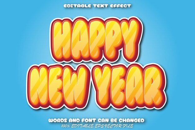 Happy new year editable text effect cartoon style