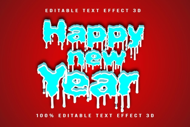 Happy New Year Editable Text Effect Emboss Cartoon Style