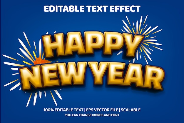 Happy new year editable text effect with fireworks element