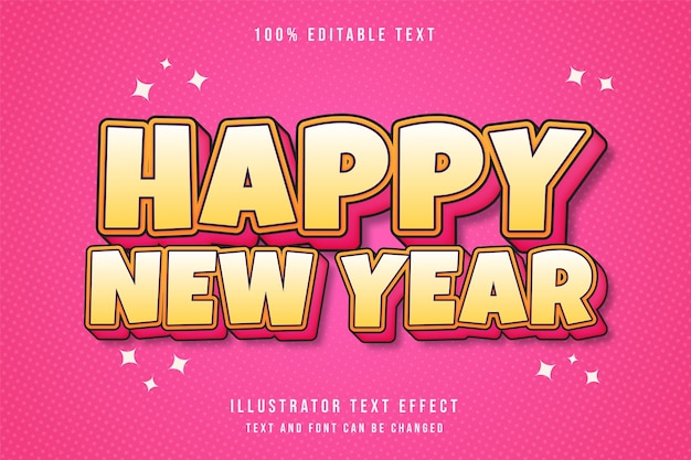 Happy new year editable text effect yellow gradation style