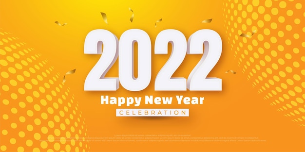 Happy new year editable text number with style 3d on yellow background