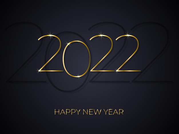 Vector happy new year elegant gold text on gradient black background