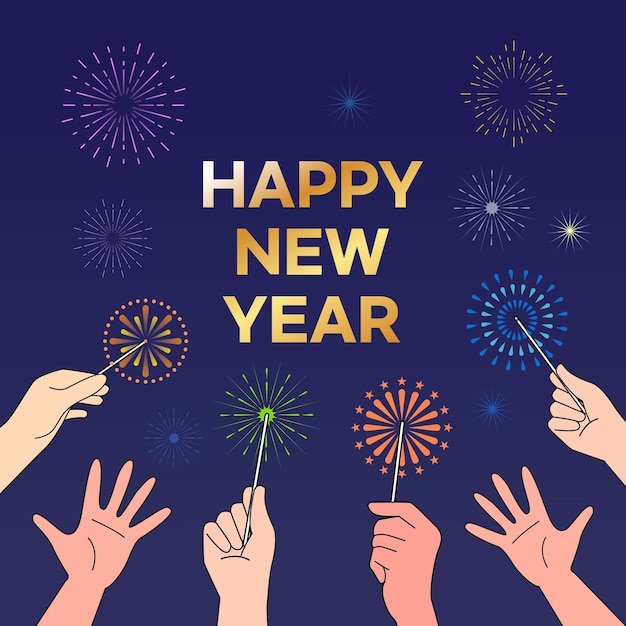 새해 불꽃놀이 축하 사진