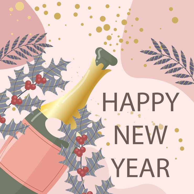 Vector happy new year flat background vector illustration