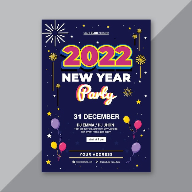 Happy New Year Flyer Template Design