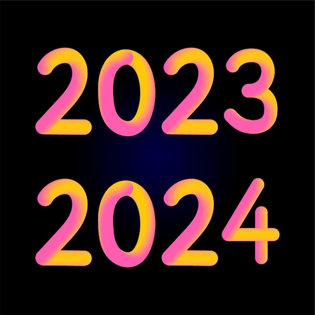 Vector happy new year future metaverse neon text neon with metal effect numbers and futurism lines vector g