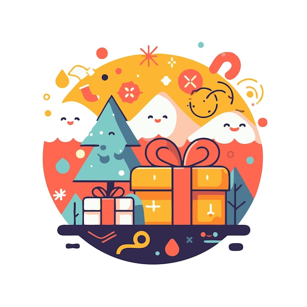 happy new year gift vector design