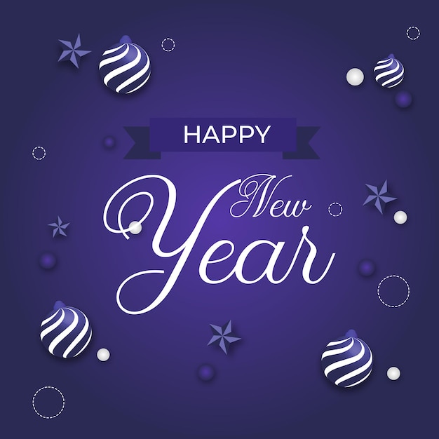 Happy new year greeting card in purple color new year wallpaper