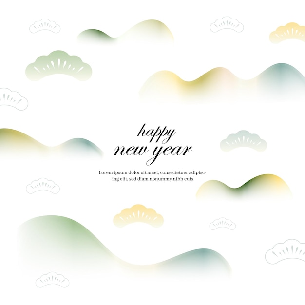 Vector happy new year greeting card with abstract wavy background korean tradition