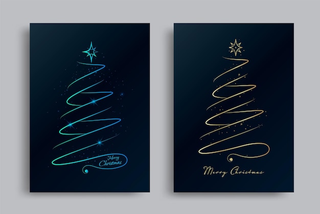 Happy new year greeting card with christmas tree