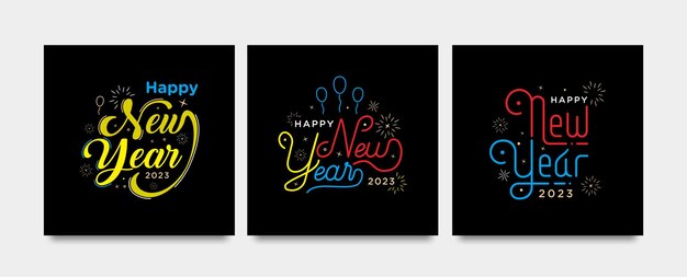 Happy new year greeting celebration with lettering typography style