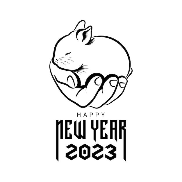 Happy new year greeting with 2023 rabbit logo