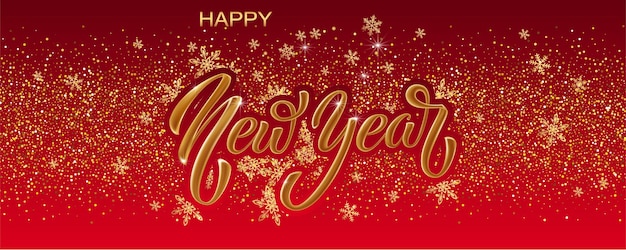 Happy new year hand lettering calligraphy vector holiday illustration element typographic element for banner poster congratulations