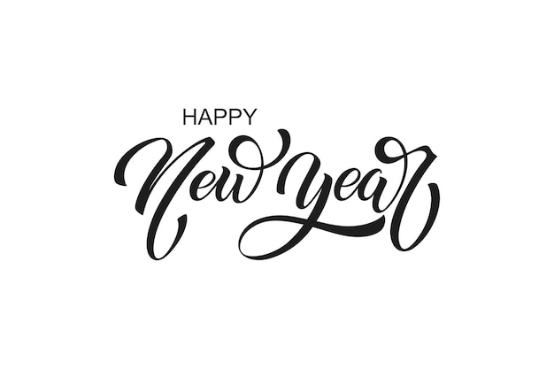 Happy New Year hand lettering calligraphy Vector holiday illustration element Typographic