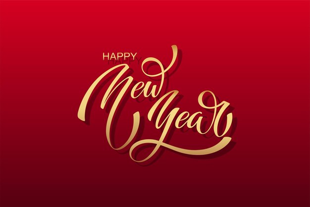 Vector happy new year hand lettering calligraphy vector holiday illustration element typographic