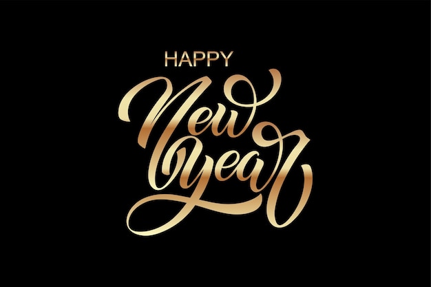 Happy New Year hand lettering calligraphy Vector holiday illustration element Typographic