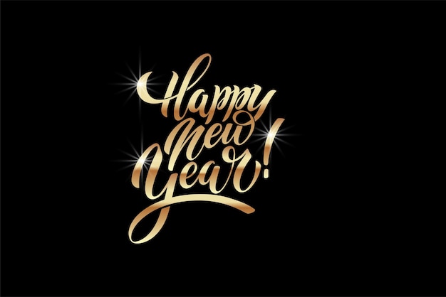 Happy New Year hand lettering calligraphy Vector holiday illustration element Typographic