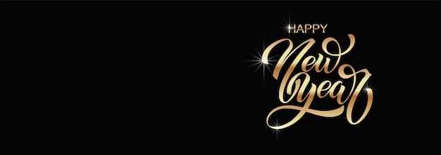 Happy new year hand lettering calligraphy vector holiday illustration element typographic