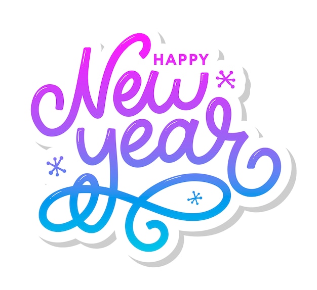 Happy new year. holiday vector illustration with lettering composition with burst christmas