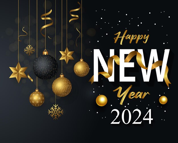 Happy new year illustration with typography letter new year 2024 vector