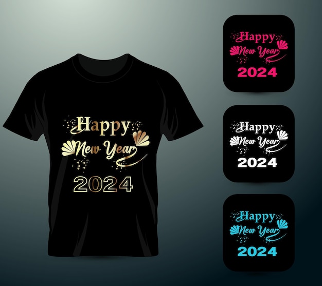 Happy new year inspirational quote lettering t shirt