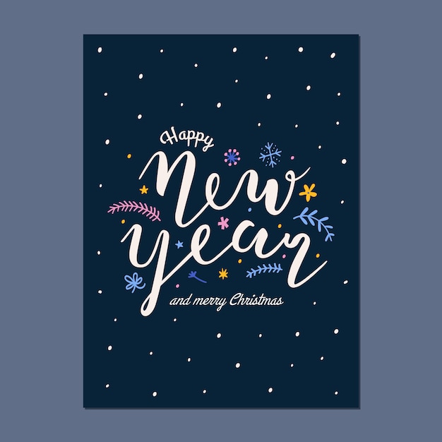 Vector happy new year lettering card