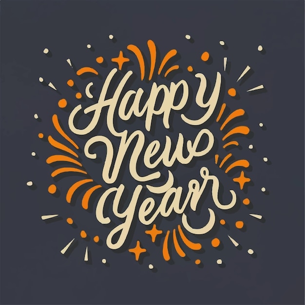 Vector happy new year lettering handwritten inscription