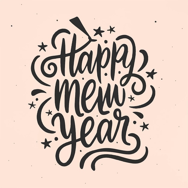 Vector happy new year lettering handwritten inscription