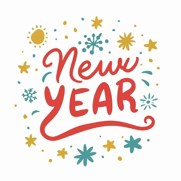 Vector happy new year lettering handwritten inscription